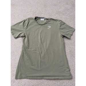 Gymshark Athletic T-Shirt Men Size M Olive Green Logo Graphic